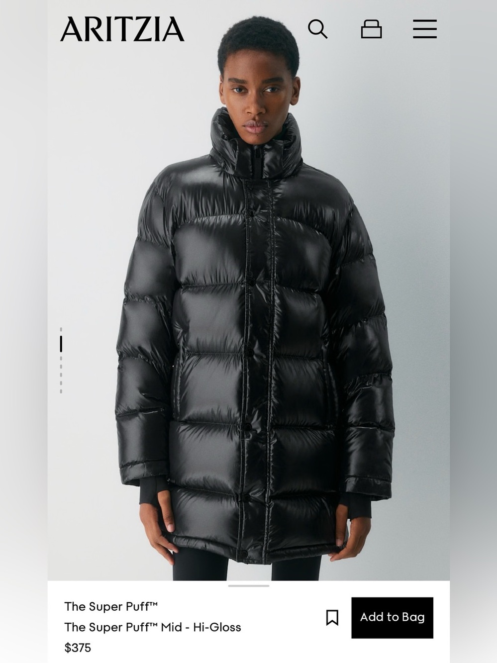 TNA Shiny Black Long Puffer Jacket